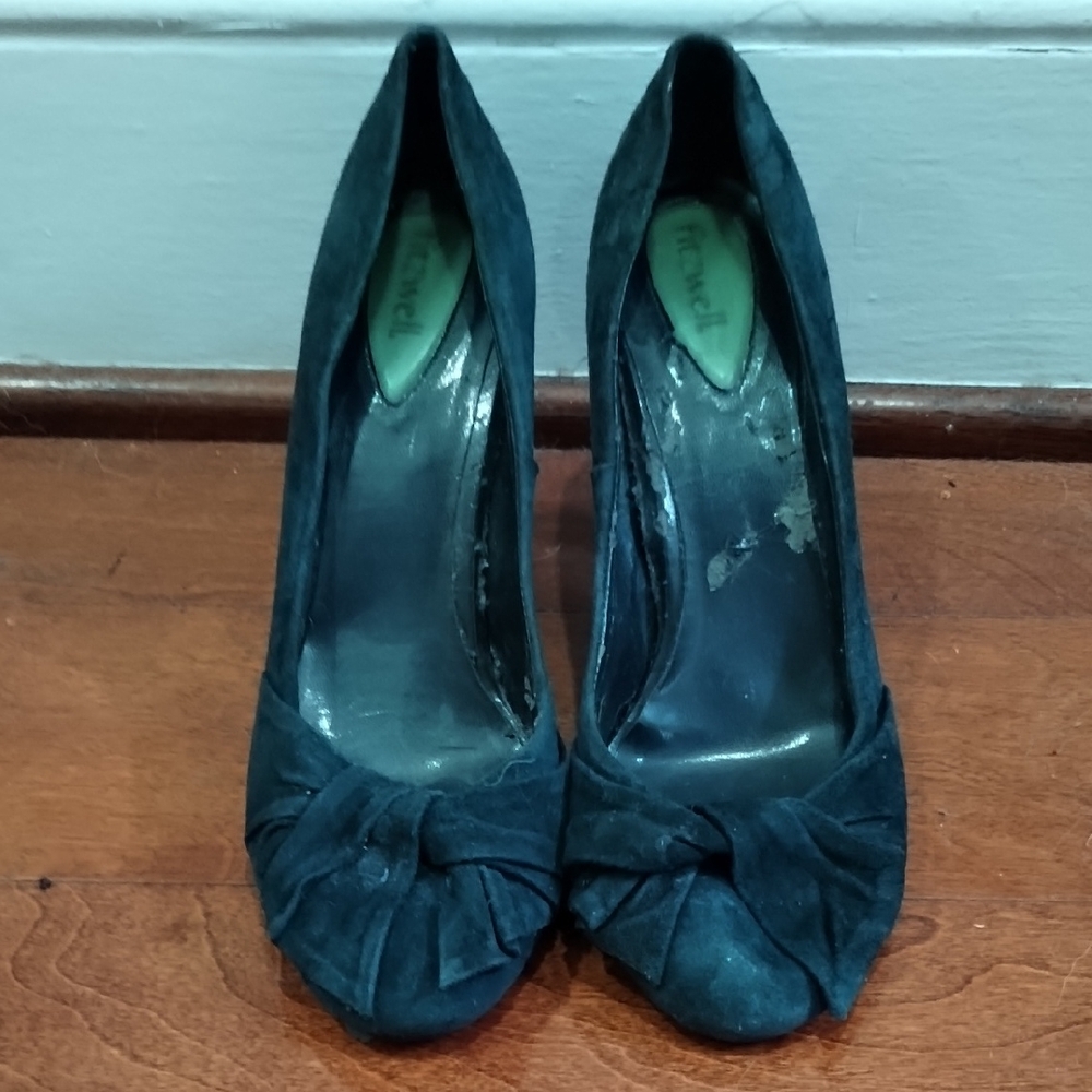 Next Black Suede Heels with Bow